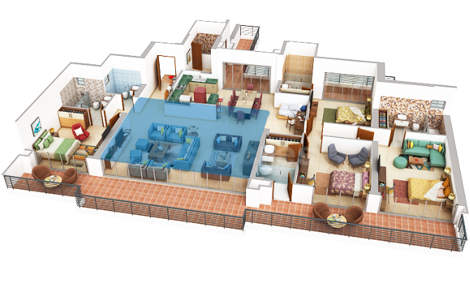 4 BHK Floor Plan (4200 Sq.Ft)