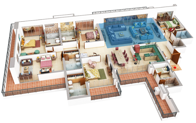 5 BHK Floor Plan (6100 Sq.Ft)